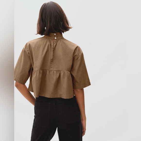 Everlane Tiered Mockneck Top in Brown - Picture 3 of 6